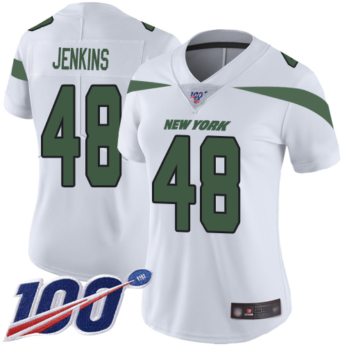 New York Jets Limited White Women Jordan Jenkins Road Jersey NFL Football 48 100th Season Vapor Untouchable